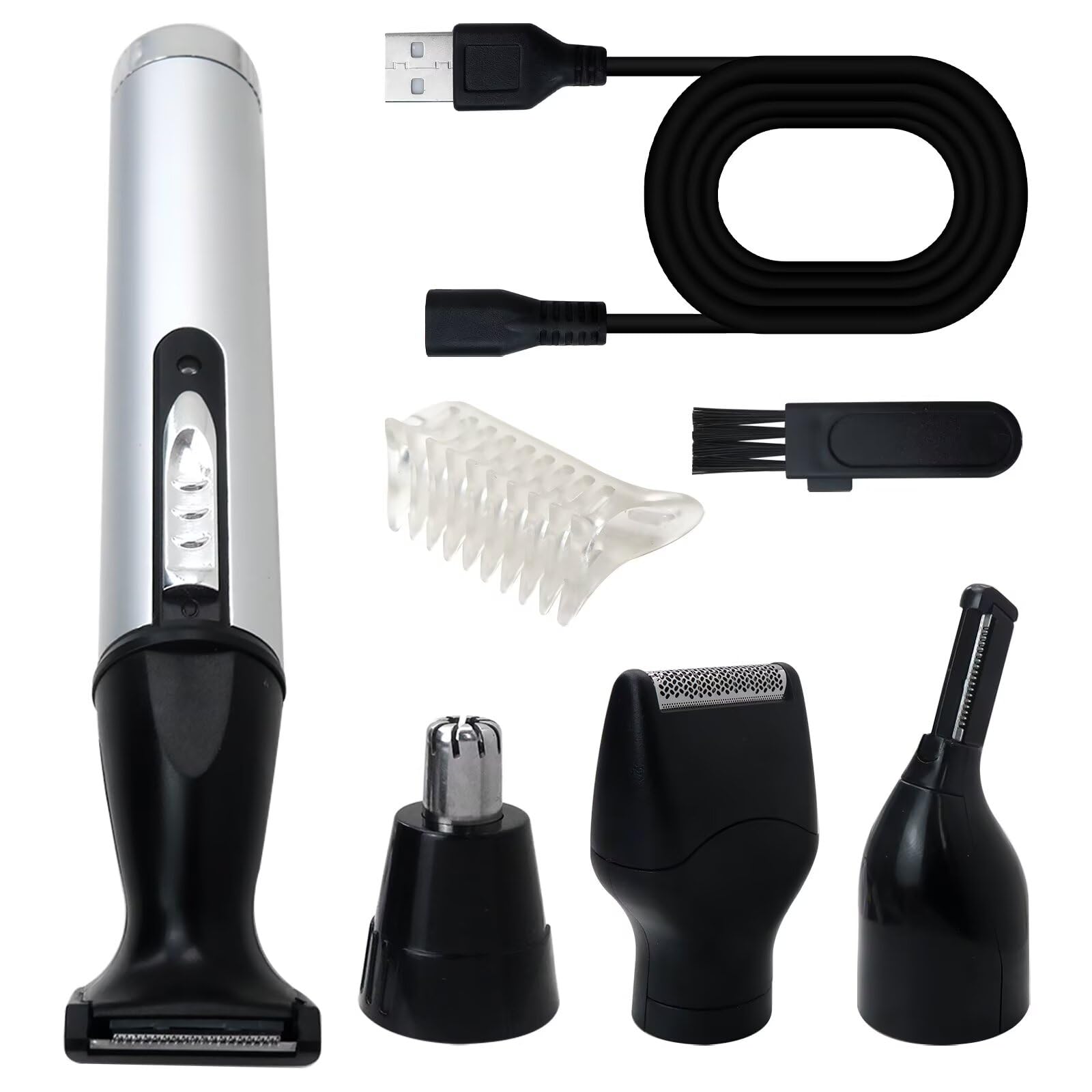 Zafina-UP 4-in-1 Rechargeable Beard & Nose Trimmer Set - Electric Shaver for Men & Women, USB Charging, Quiet & Painless Hair Clipper with Spinning Blades, Multifunctional Grooming Kit