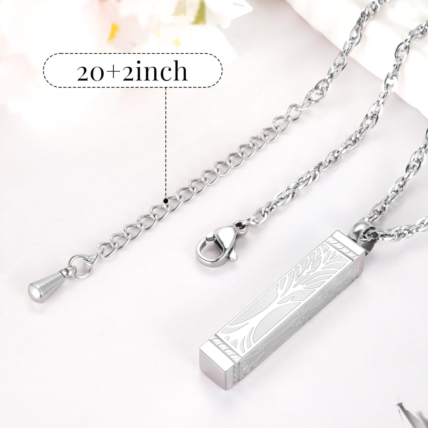 XIUDA Bar Cremation Jewelry Tree of Life Urn Necklace for Ashes for Men Women Urn Memorial Pendant Ash Holder - Image 3