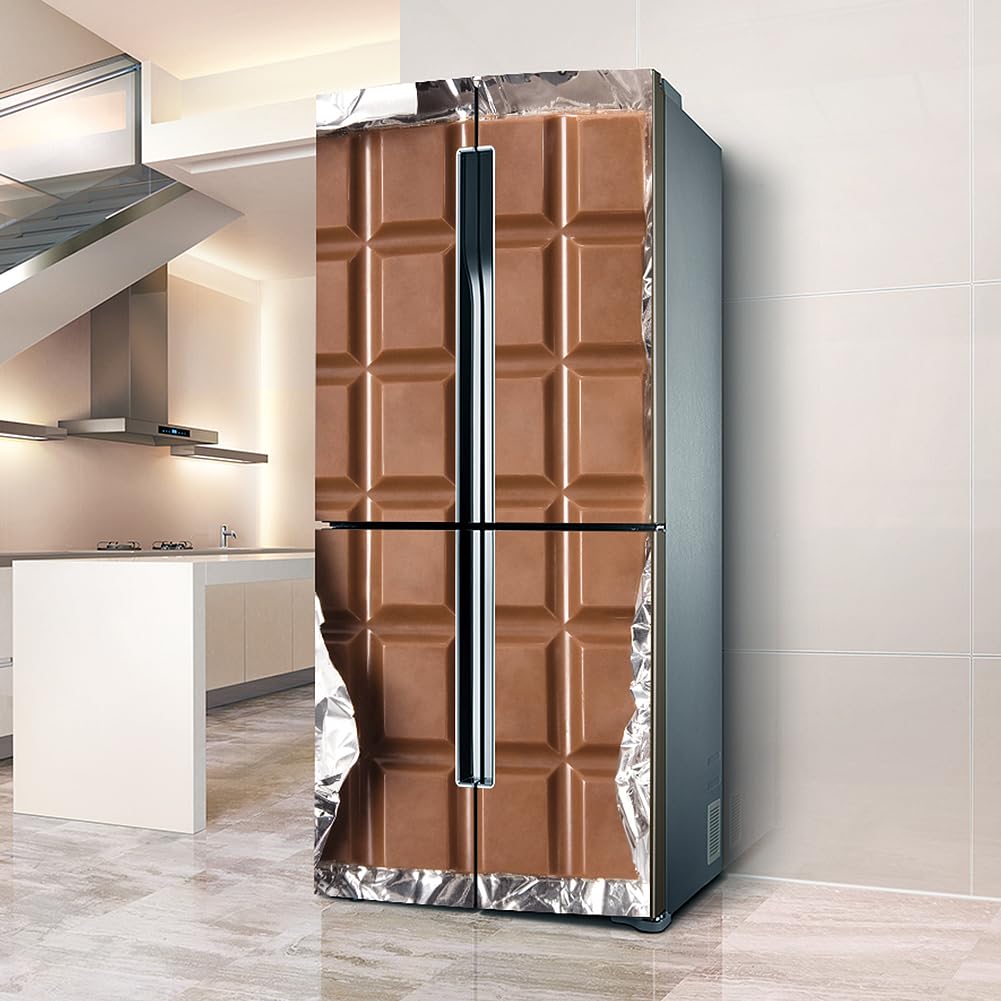 VHcgCGJ Fridge magnet, Full Covering Door Fridge Covers Skins Wall Stickers for Kitchen Decal, Delicious Milk Chocolate(L: 100x180 cm)