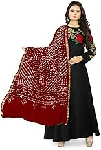 PK HUB Women's Bandhani Silk Dupatta – Bandhej Printed Traditional Dupatta for Ethnic Wear – 2.4 Meter Length, 40" Width