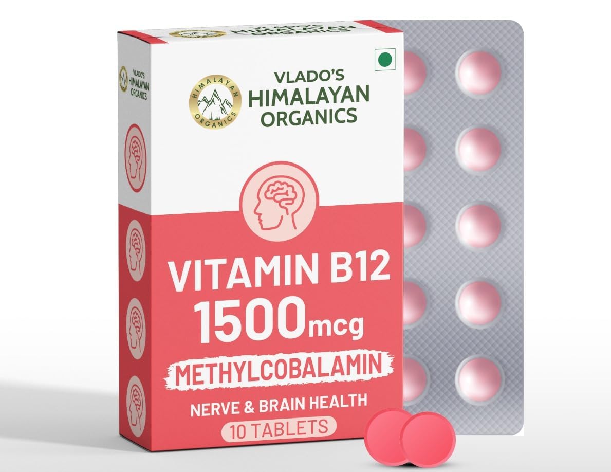 Vlado's Himalayan Organics Methylcobalamin Vitamin B12 1500mcg Supplement for Men & Women -10 Tablets (1 Strip)-image-33