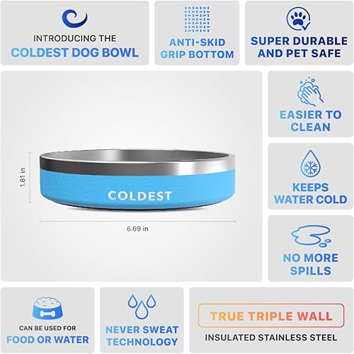 Miniatura 5 de Coldest Dog Bowl - Tazón de acero inoxidable antideslizante y a prueba de derrames, con aislamiento de metal, cuencos para perros, gatos y mascotas,