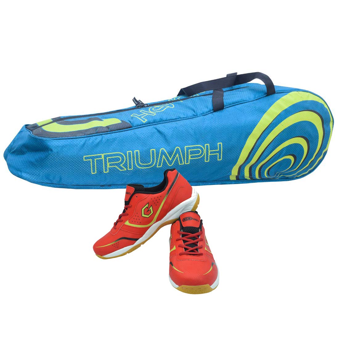 Gowin Badminton Shoe Smash Red Size-6 with Triumph Badminton Bag 304 Sky/Lime-image-45