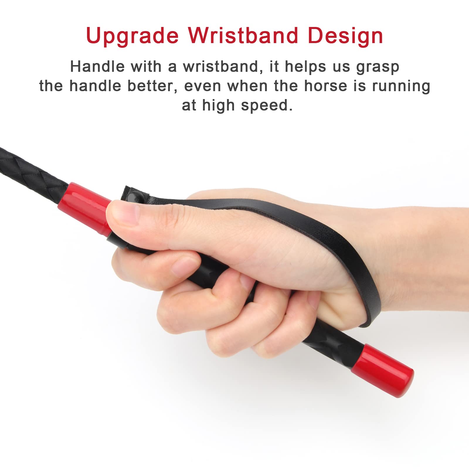 Coolrunner Riding Crop for Horse, 18 Inch Horse Whip with PU Leather Equestrianism Horse Crop Double Slapper Horse Whip Crops for Horses: Red