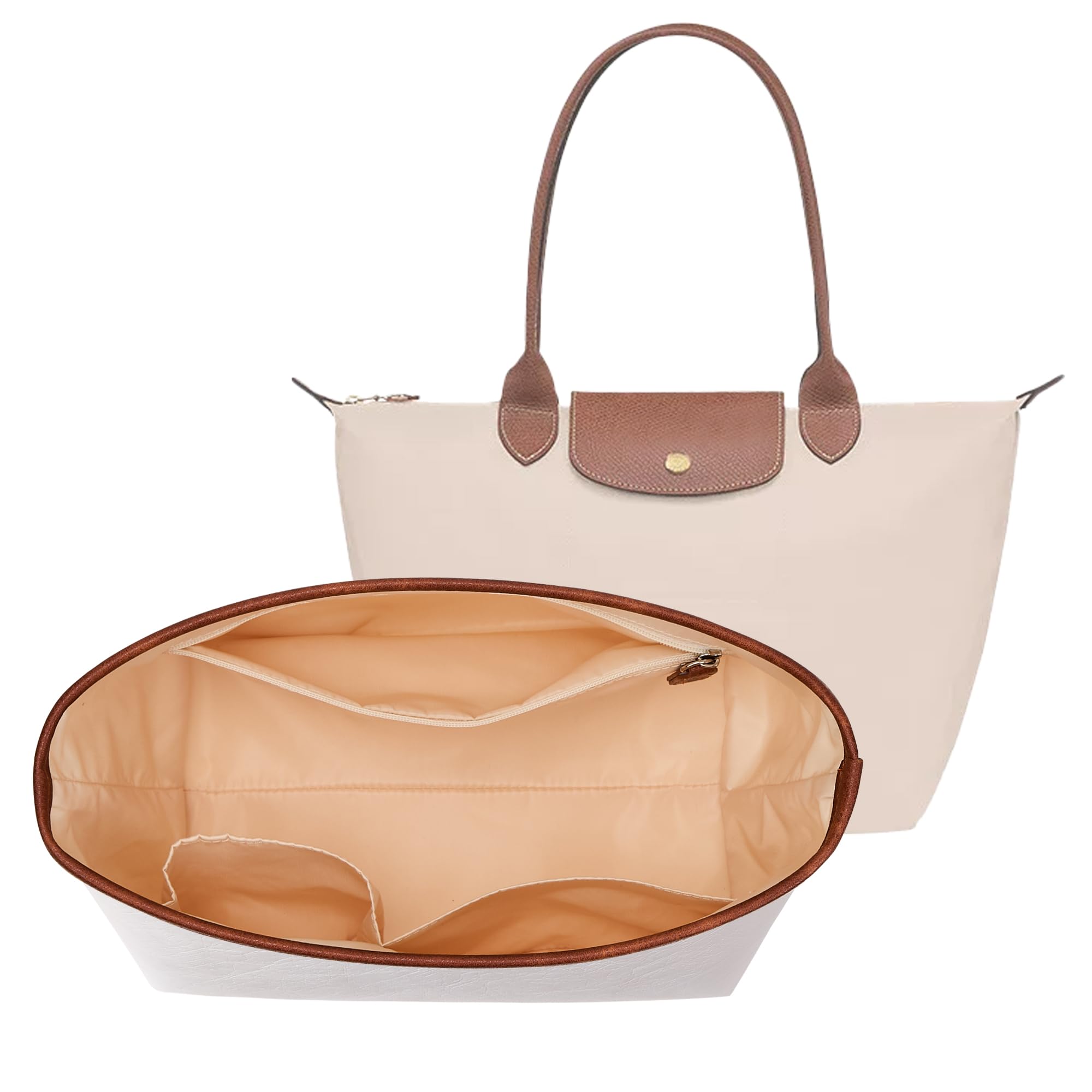 KALIDI Organizador de Bolso Inserto para Longchamp Le Pliage S Xtra, Funda Ultraligera Impermeable con Divisores Internos Mejorada para Bolso de Mano de Mujer, Blanco Pequeño