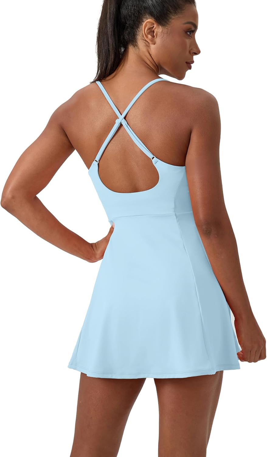 Womens Tennis Dress Workout Dress with Built-in Bra & Shorts Pockets Summer Dresses for Athletic Workout Exercise Golf