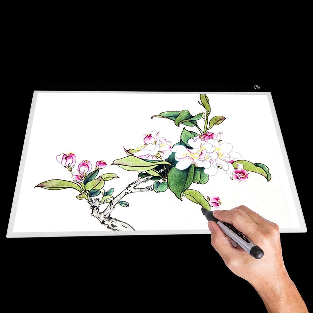 A2 Tablette Lumineuse Ultra-Mince Portable, Planche à Dessin LED USB, pour Artisanat Tatouage Aquarelle Copie Courtepointe Traçage Peinture X-Ray