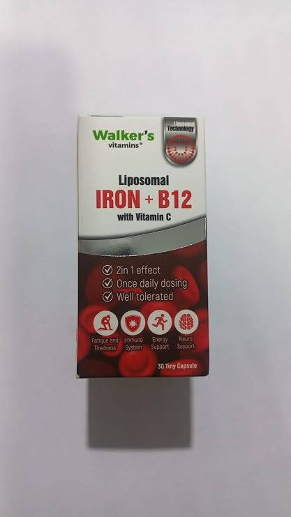Walker's Vitamins Lipozomal B12 Demir C vitamini Methylcobalamin (Metilkobalamin) Krom Pikolinat 30 Enerji Kapsül