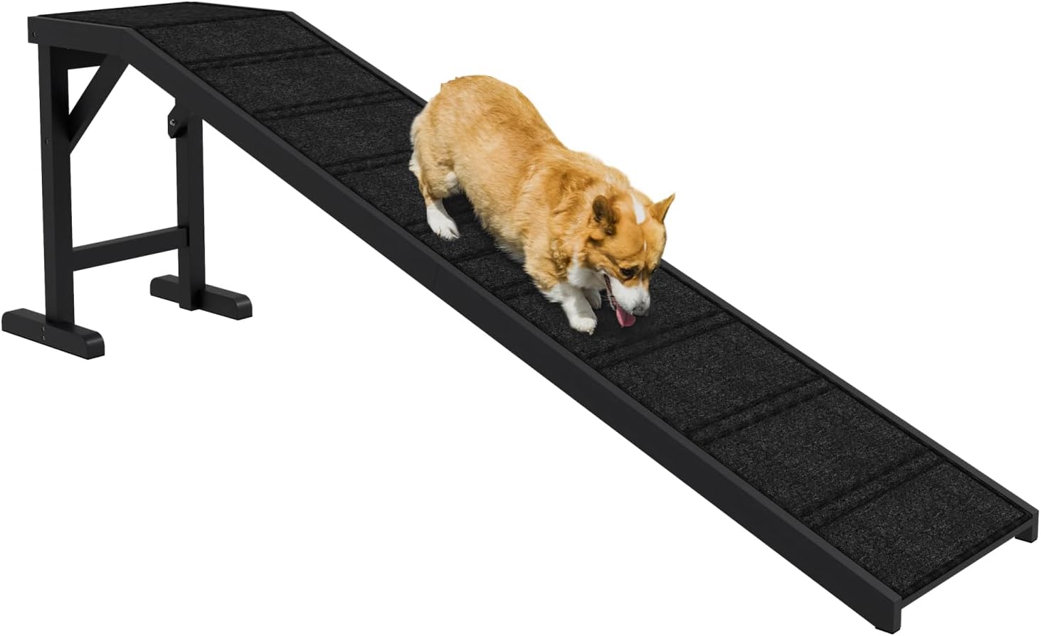 Dog Ramp for Bed, Pet Ramp for Dogs with Non-Slip Carpet and Top Platform, 74" x 16" x 25", Black