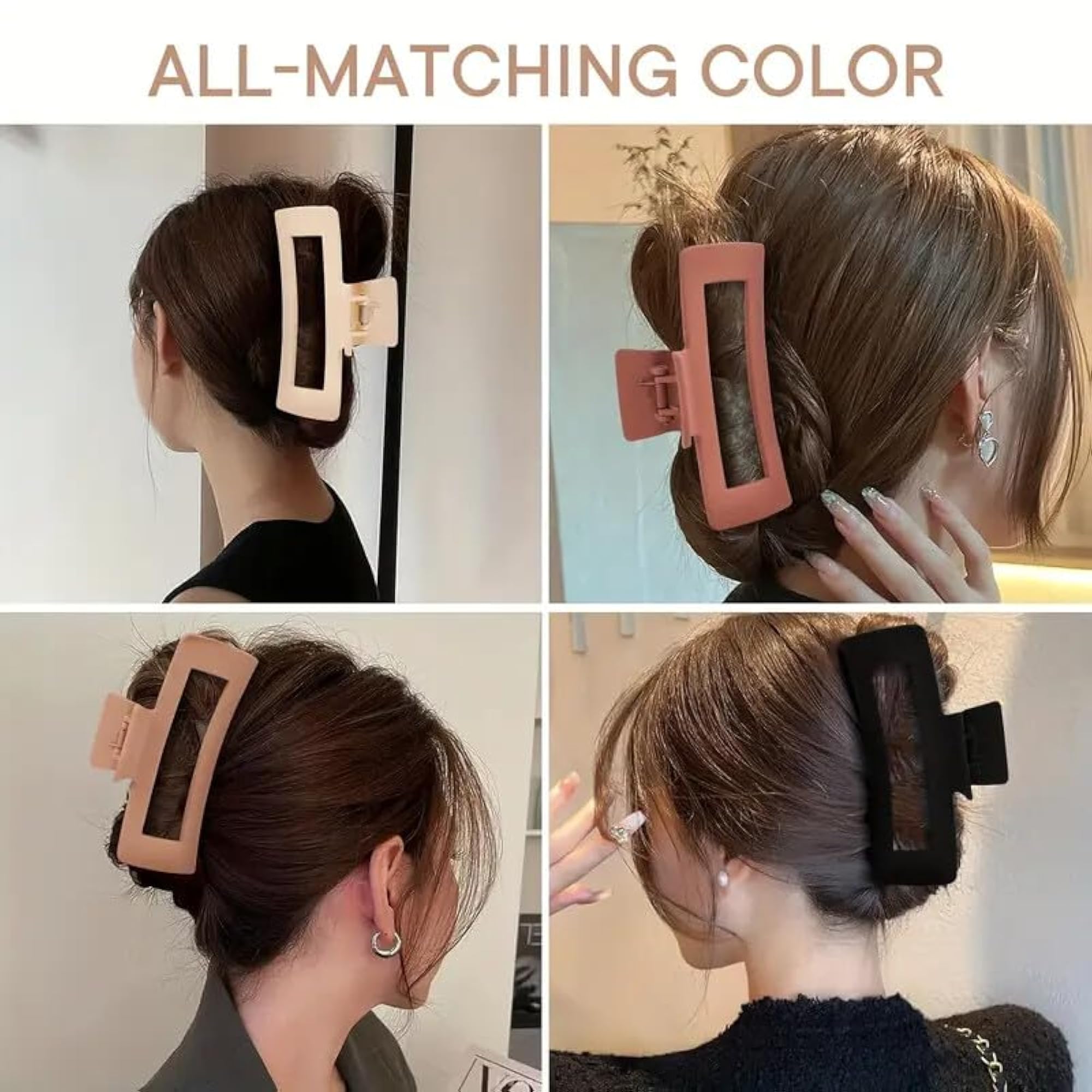 4pcs Solid Color Matte Hollow Out Hair Claw Clips