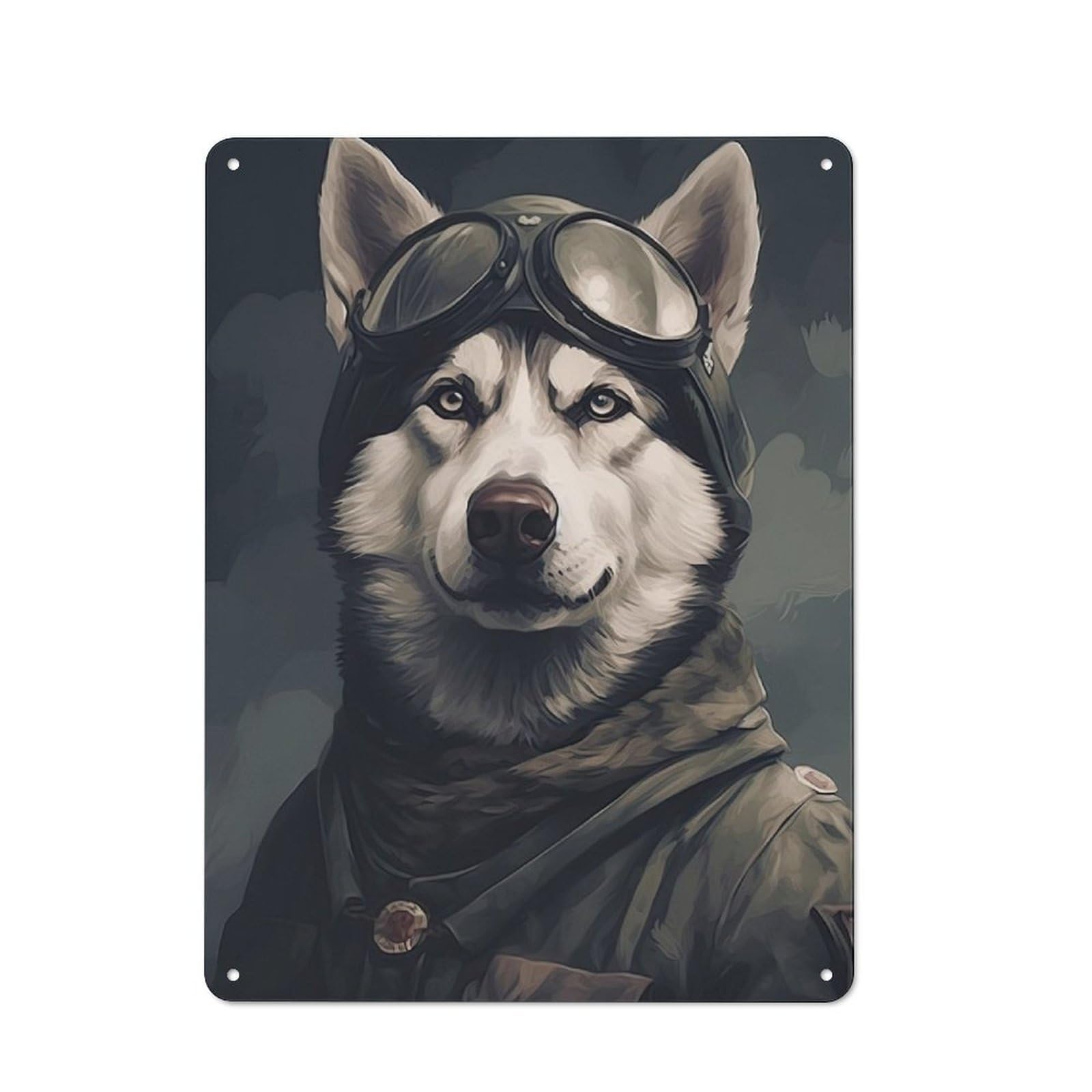 Junmoney Husky Soldier For Garden Room Or Summerhouse, Retro Metal Sign 40X30cm, For Metal Sign Collectors, For Vintage Wall Decor Fans