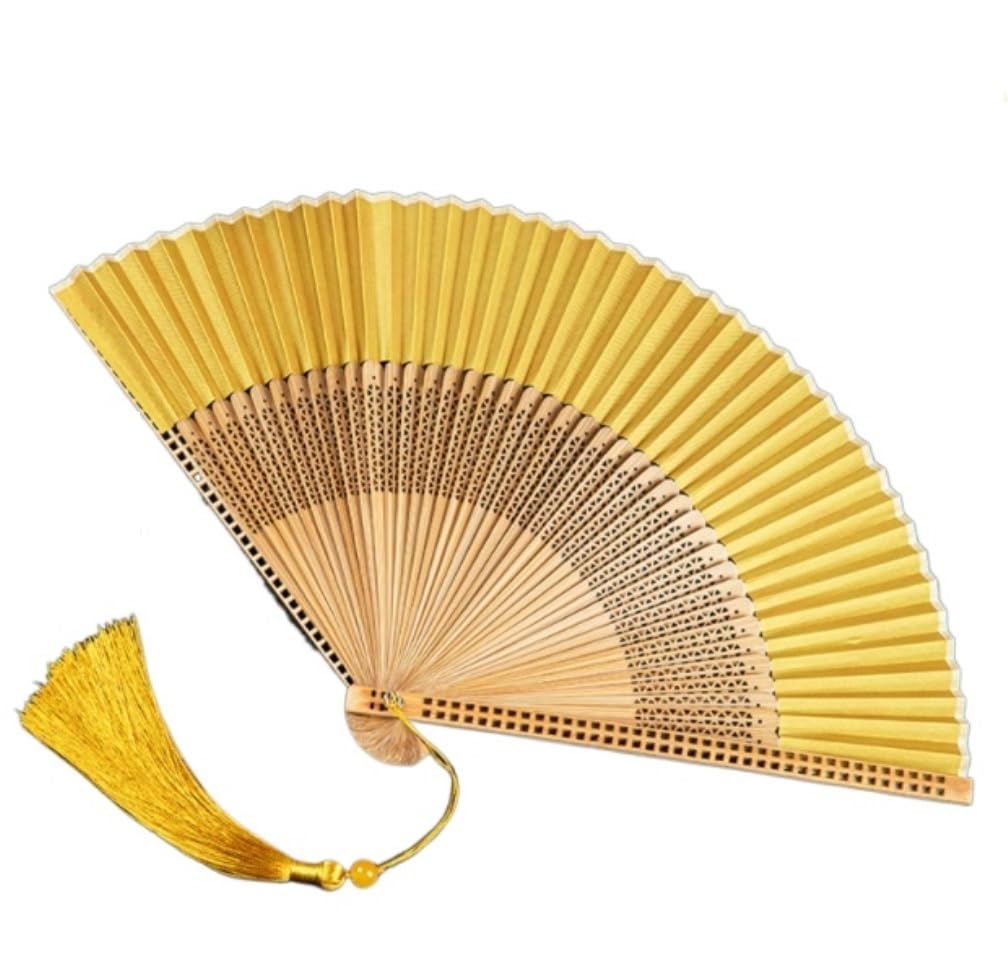 Folding Fan Handheld Hollow-carved Design Hand Fan Chinese Handheld Cheongsam Accessories Folding With Tassels Summer Travel(B)