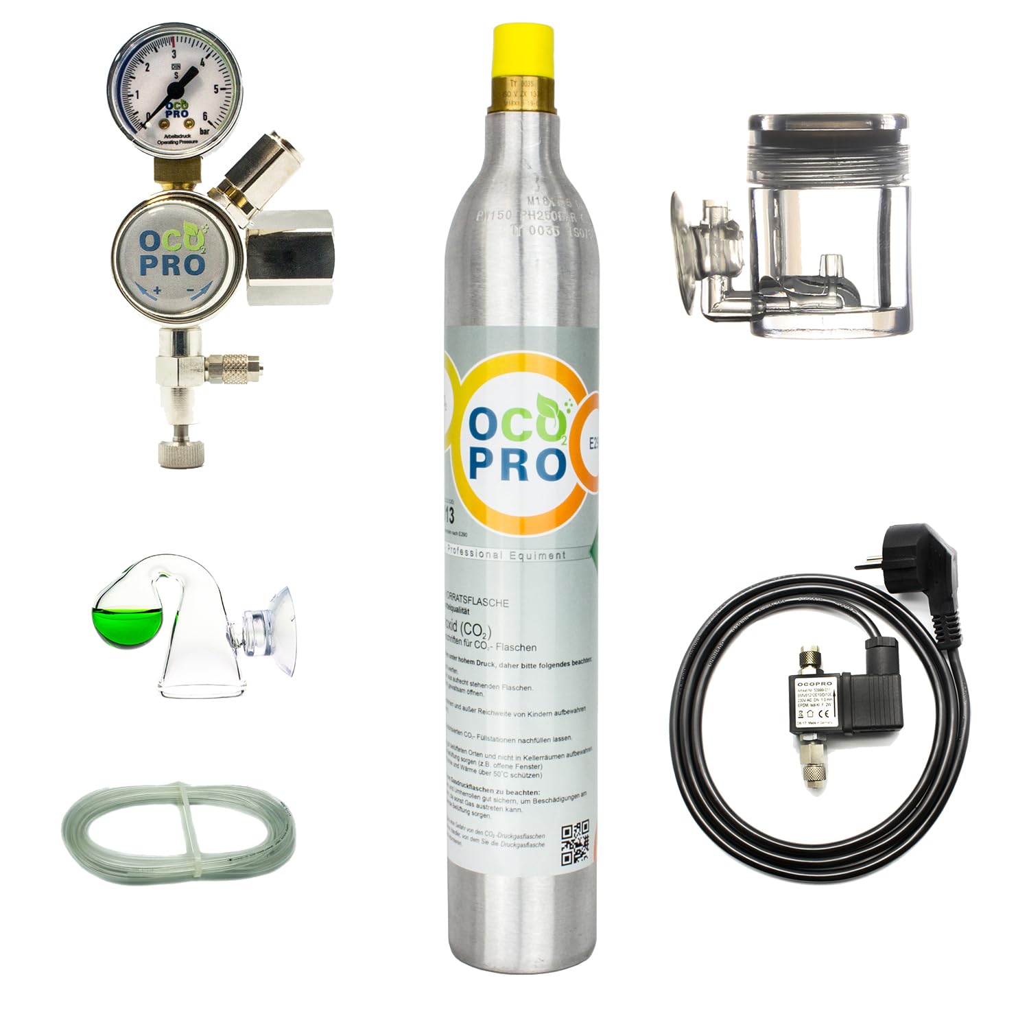 CO2-Anlage für Aquarien mit 425g CO2-Zylinder Soda | OCOPRO DLX-350 Plus