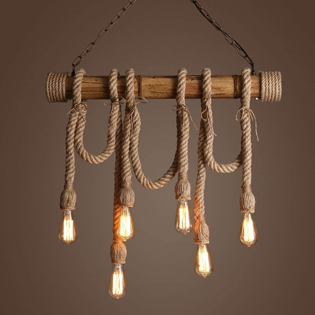 Lustre suspendu vintage en bois réglable pour table de salle à manger