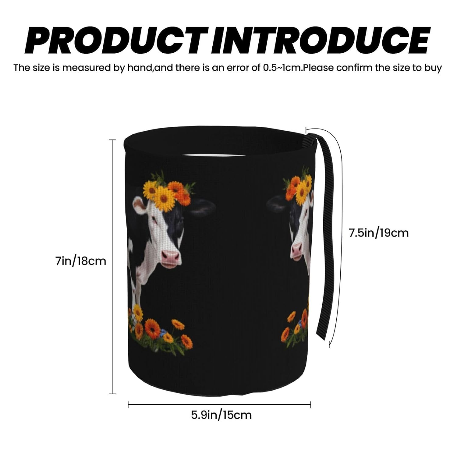 Flower Cow Portable car Trash can, Practical car Storage Bucket, Practical, Convenient and Foldable, a Must-Have for Cars. image 3