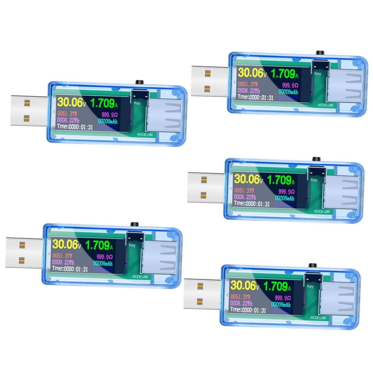 Gadpiparty 5stücke Usb Spannungsmesser Tester Für Usb- Digitales Multimeter Zur Von Spannung Leistung Und Kapazität Für Ladegeräte Powerbanks
