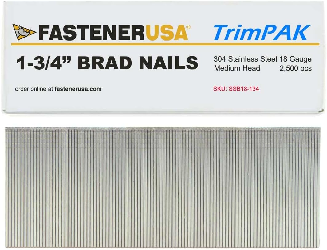 1-3/4" Brad Nails 18GA 304SS 2,500ct