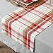 DII Orchard Plaid Collection Linen Tabletop Essentials, Table Runner, 14x108, Taupe/Red