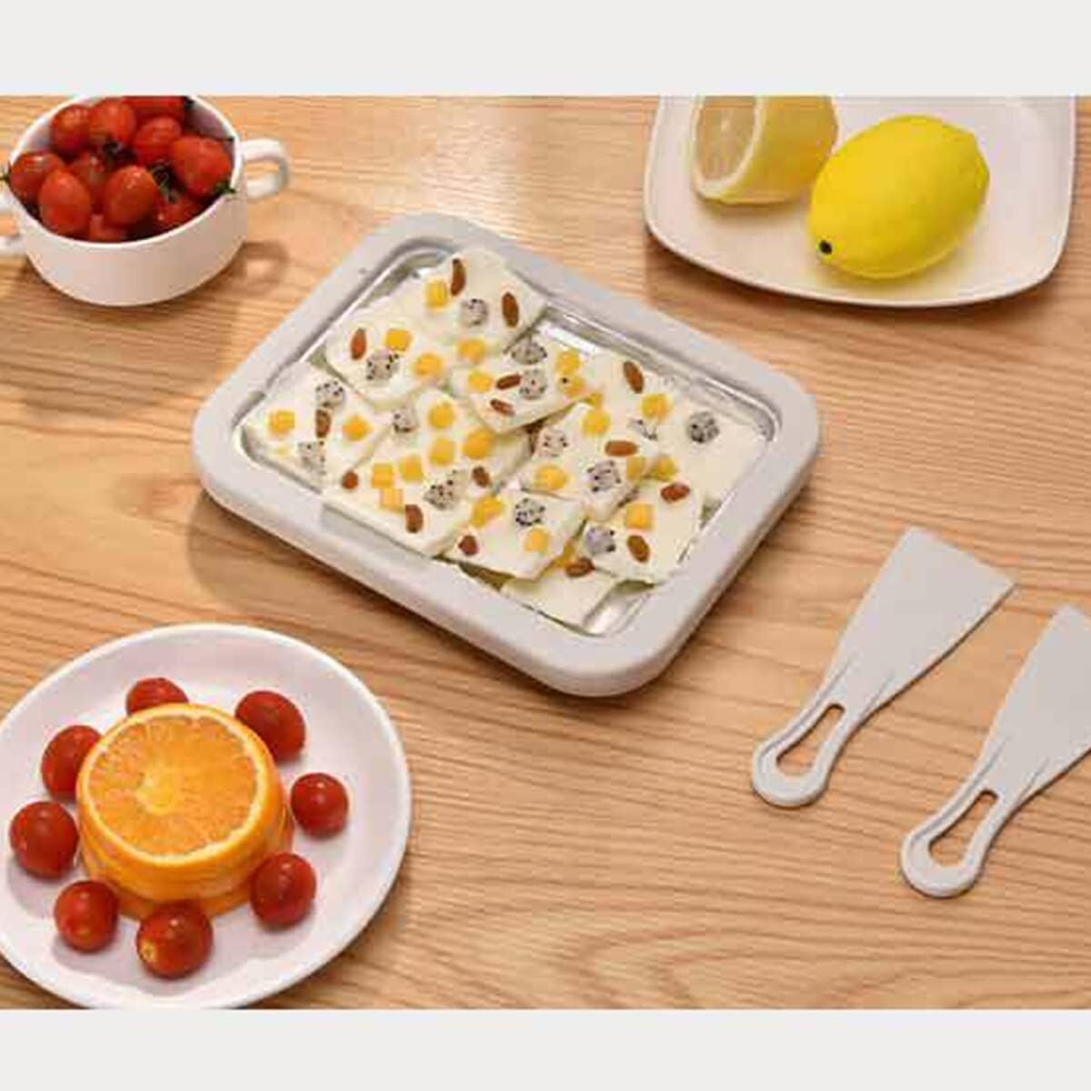 Ice Cream Maker Pan 3pcs Set, Frozen Yogurt Sorbet Gelato Roll Maker Plate, Family Fun & Healthy Alternative DIY at Home, Need Frozen in Refrigerator Before Use, Sweet Spot Ice Cream Maker Plate-image-29