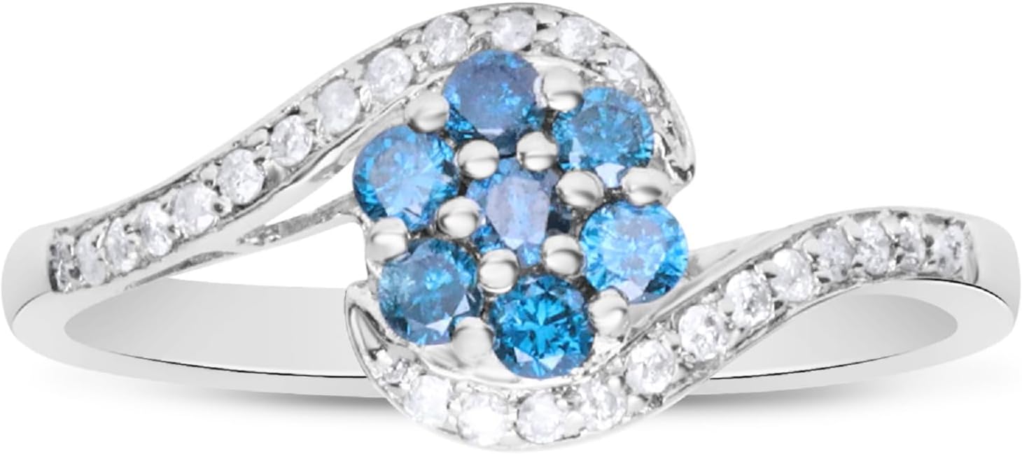 Gin & Grace 925 Sterling Silver Natural Irradiation Blue 1 Diamond Ring for women | Ethically, authentically & organically sourced Diamond hand-crafted jewelry for her | Diamond Ring for women