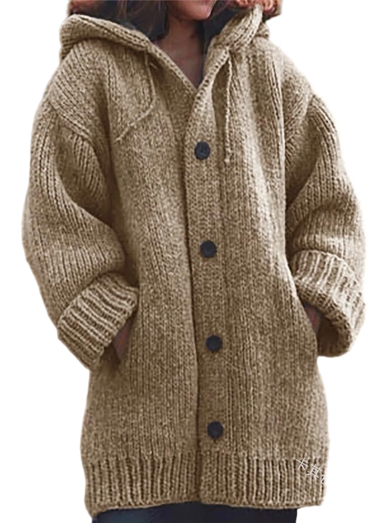 Hooded Cardigan Sweaters for Women Knit Button Down Long Sleeve Cardigans Cozy Fall Winter Sweaters Trendy Womens Sweaters