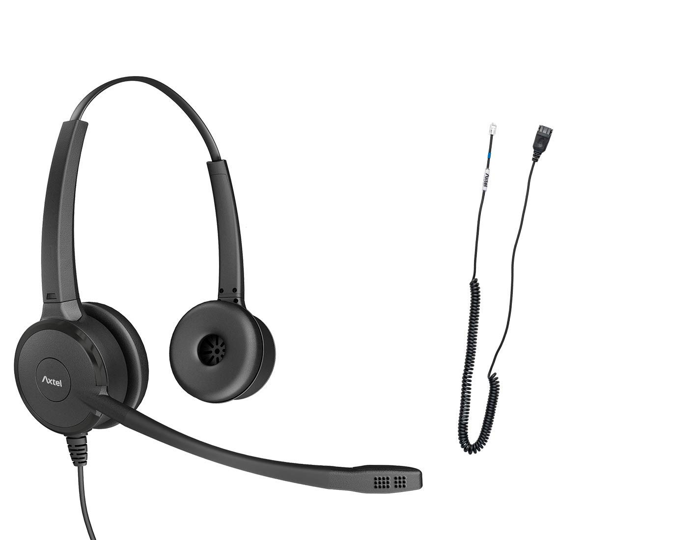 Axtel HEADSETS Professional Bundle Prime Duo with AXC-02 Cable | Noise Cancellation - Compatible with Grandstream GXP1600, GXP1700, GXP2100, GRP2600 Series Phones