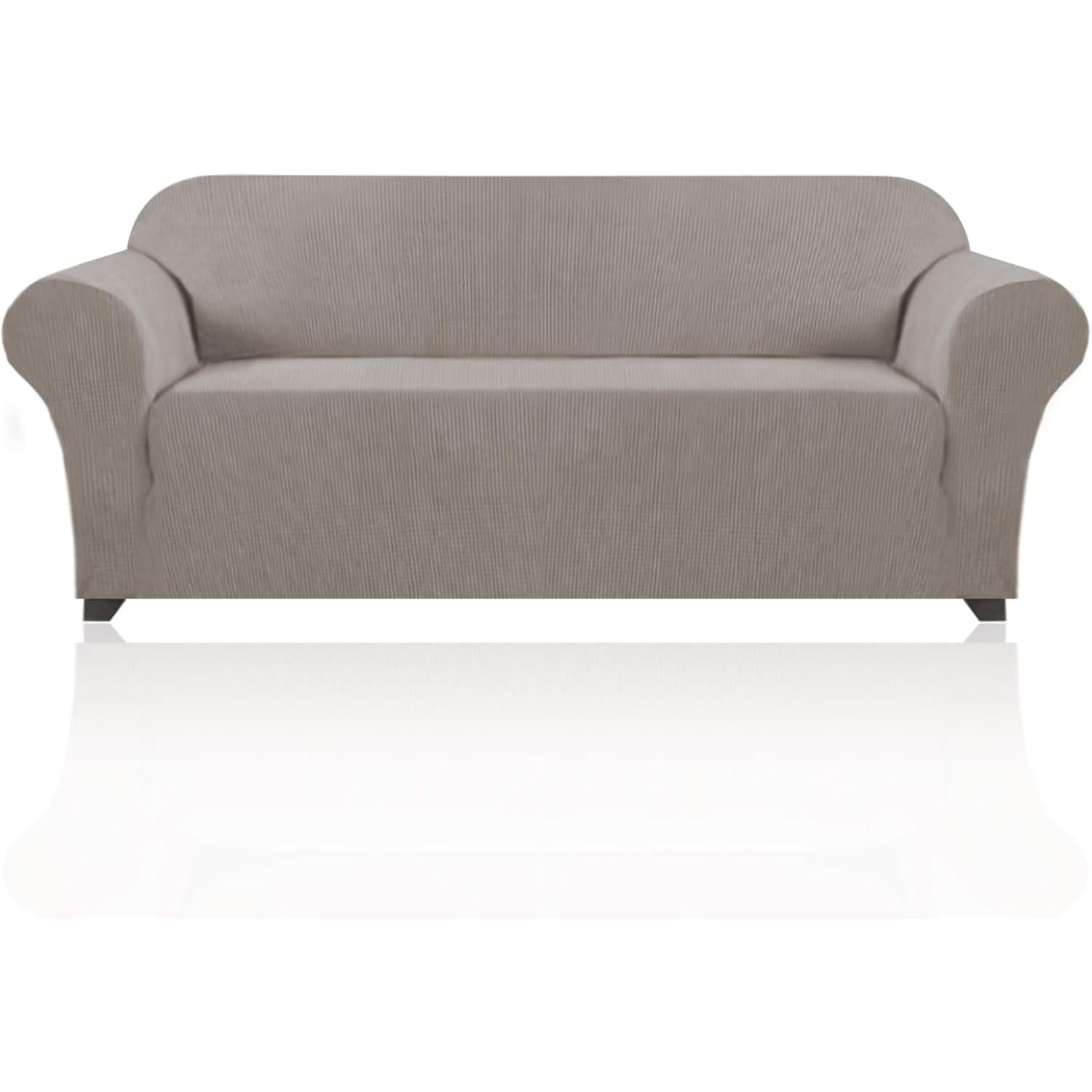 PrinceDeco Stretch Sofa Cover Slipcover Couch Covers for 3 Cushion Couch Furniture Protector Sofa Covers with Non Slip Elastic Bottom Dogs Pet Friendly Fitted(Large Sofa 90"-100",Taupe)