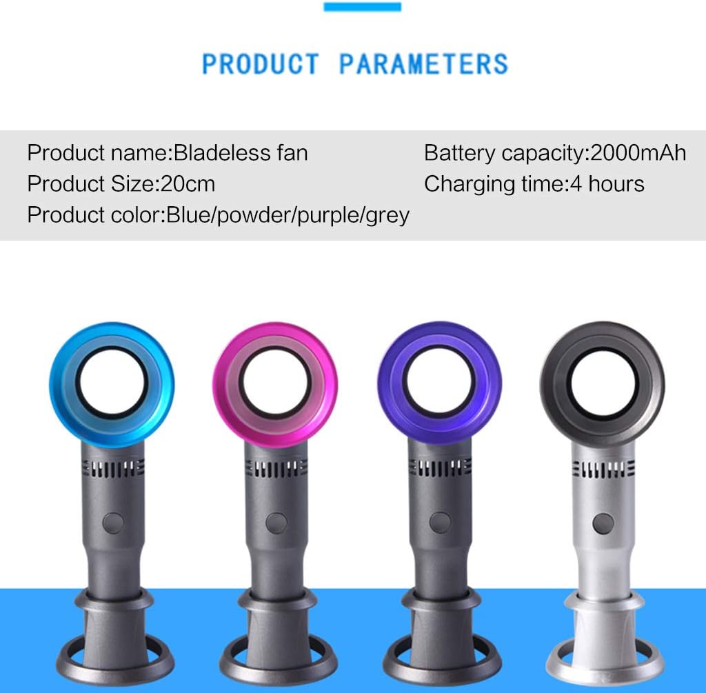 Mini Portable Handheld Bladeless Fan USB Rechargeable Leafless Cooling Fan Cooler with 3 Speed Level by Aiyouxi
