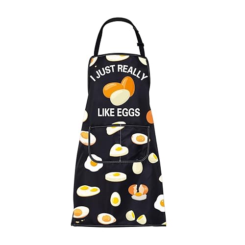 FUSTMW I Just Really Like Eggs Apron Egg Lover Gifts Cute Egg Gifts Cooking Kitchen Chef Baking BBQ Apron with Pockets - Eggs Apron