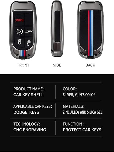 Miniatura 4 de SANRILY Funda luminosa para llavero de 5 botones para Jeep Grand Cherokee 2021 Renegade para Dodge RAM Durango Challenger para Chrysler 200 300 sin