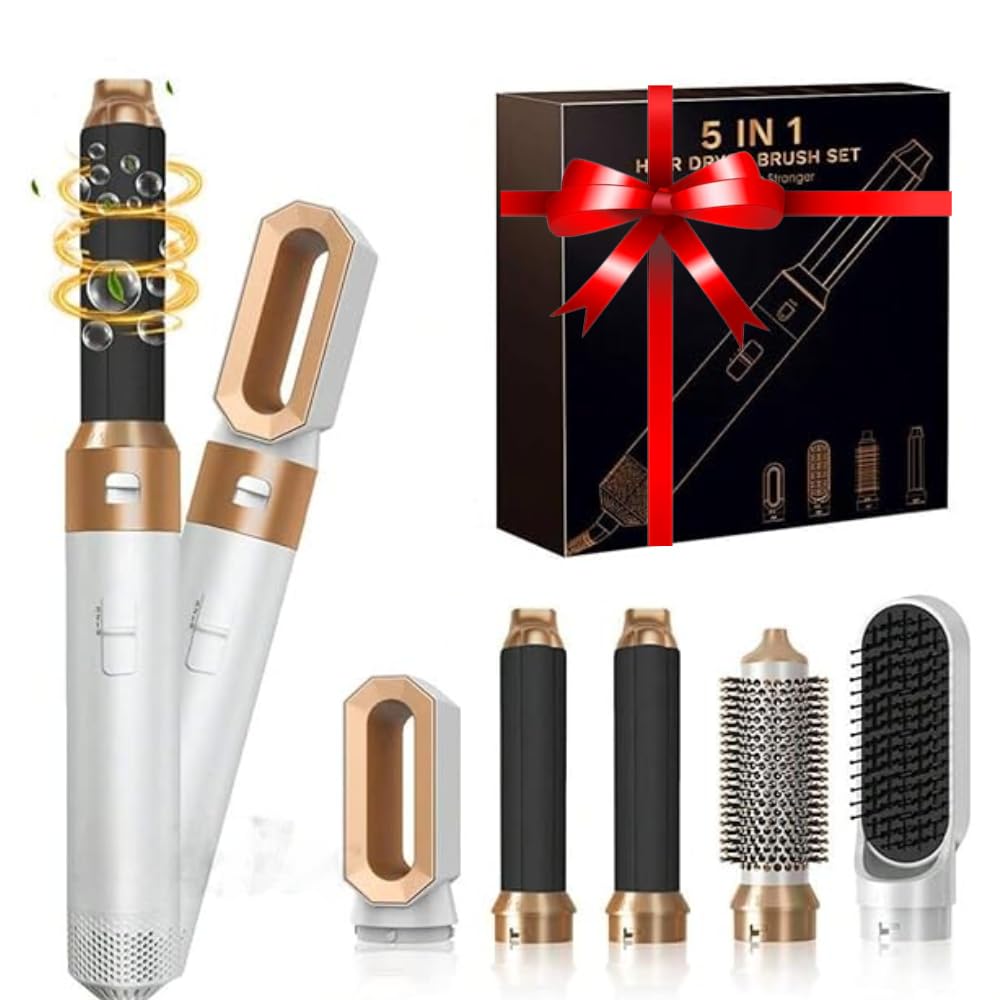 Drumstone 𝟓+𝟓 𝐘𝐄𝐀𝐑 𝐆𝐔𝐀𝐑𝐀𝐍𝐓𝐄 5-in-1 Hair Styler with Auto Curlers & Ionic Technology Hot Air Brush, Volumizer & Straightener Fast Drying Frizz-Free Shine & Salon Style at Home 𝐁𝐑𝐎𝐖𝐍-image-34