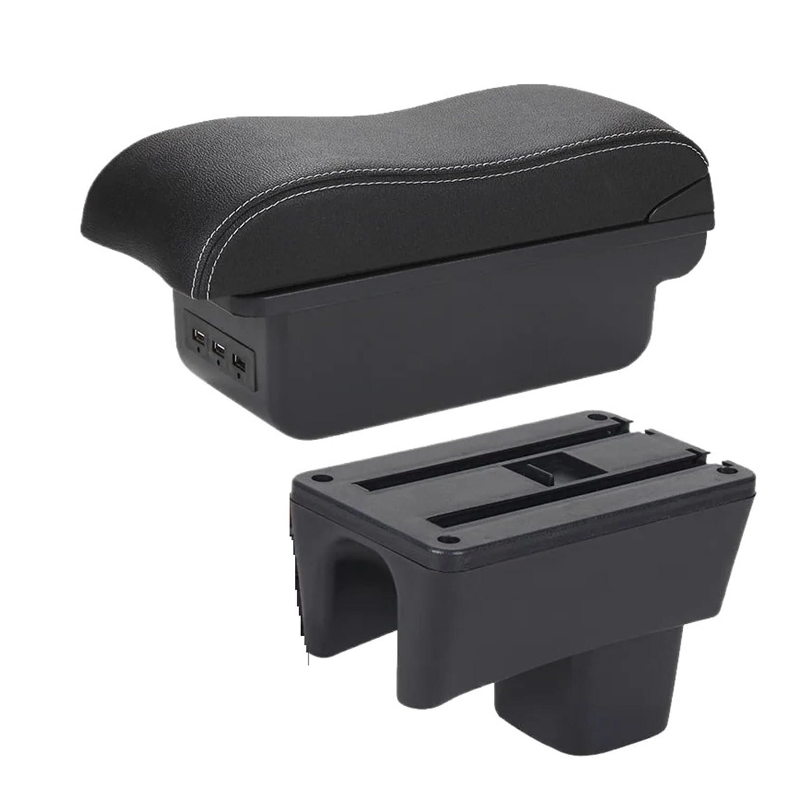 Car Armrests For Suzuki For Swift 2005-2025 Car Armrest Curved Surface Storage Box Dedicated Armrest Box(B3 Black white 3USB)