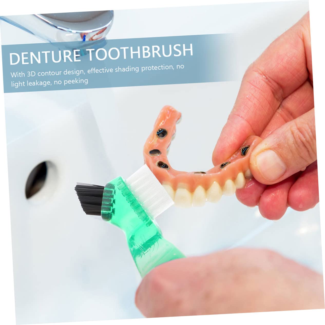 Spazzolino Non Deformabile in Plastica Pp per Dentiera Mini 3 Pezzi Multifunzionale Resistente per Pulizia Portatile Quotidiana Protesi Dentale