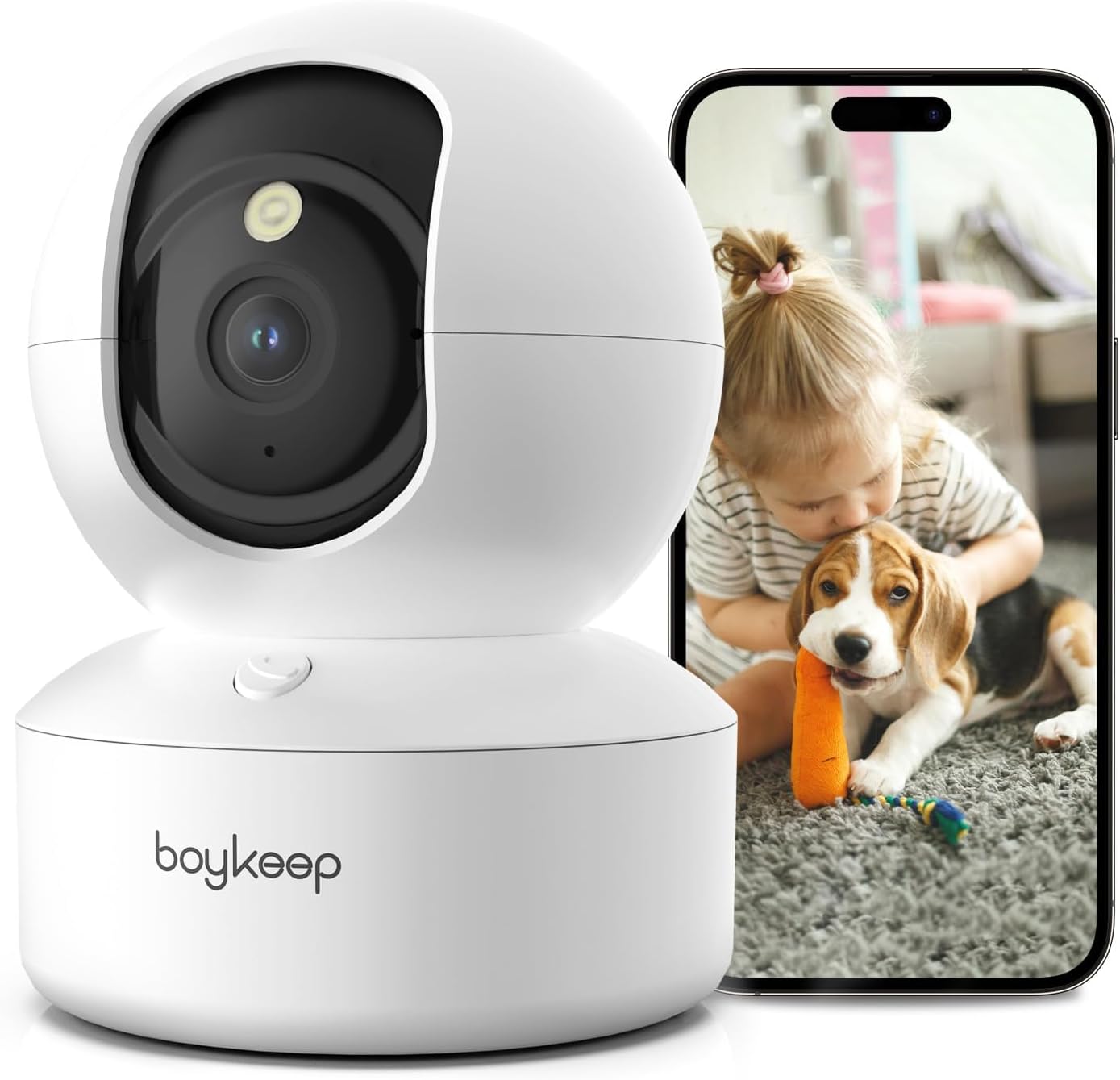 Image showcasing Amazon.com: BoyKeep Pet Camera 2K Dog Camera with Phone App Indoor ...