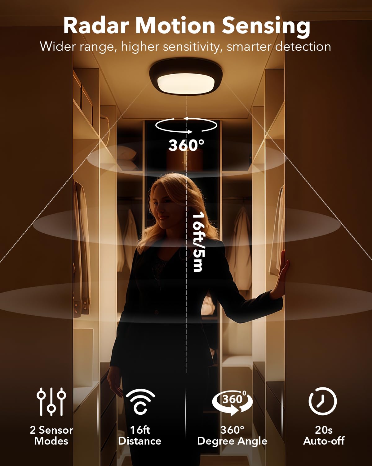 LED Akku Deckenleuchte mit Bewegungsmelder, IP54 Wasserdicht 550LM 12000mAh Batterie Deckenlampe Ohne Strom, Kabellose Badezimmer Lampe mit Fernbedienung Innen Kellerlampe USB Aufladbar für Dusche Bad