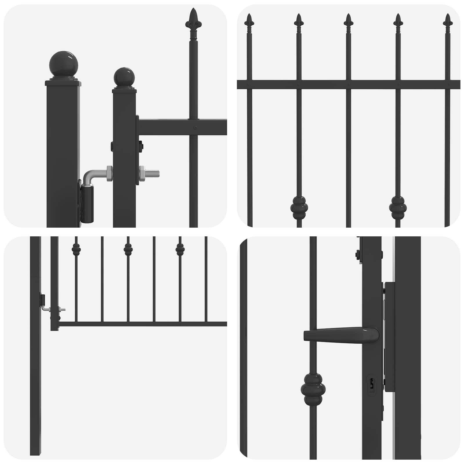 Cancello per recinzione in metallo, 100 x 75 cm, nero, richiudibile | Design anti-salita, verniciatura a polvere resistente alla corrosione, stile moderno, per esterni