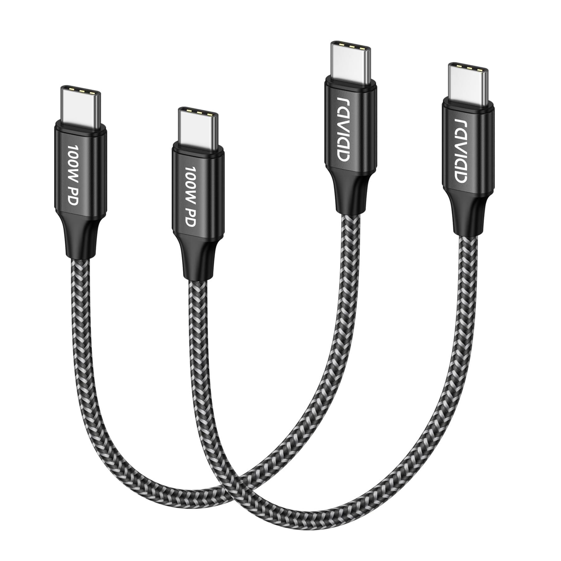 RAVIAD Cavo USB C USB C 100W Corto [2Pezzi 0.5M] Cavo USB Type-C PD3.0 5A Ricarica Rapida Nylon Cavo Tipo C Caricabatterie Cellulare per iPhone 16 15 Pro Max, Galaxy S24 S23 S22, iPad Pro, MacBook Air