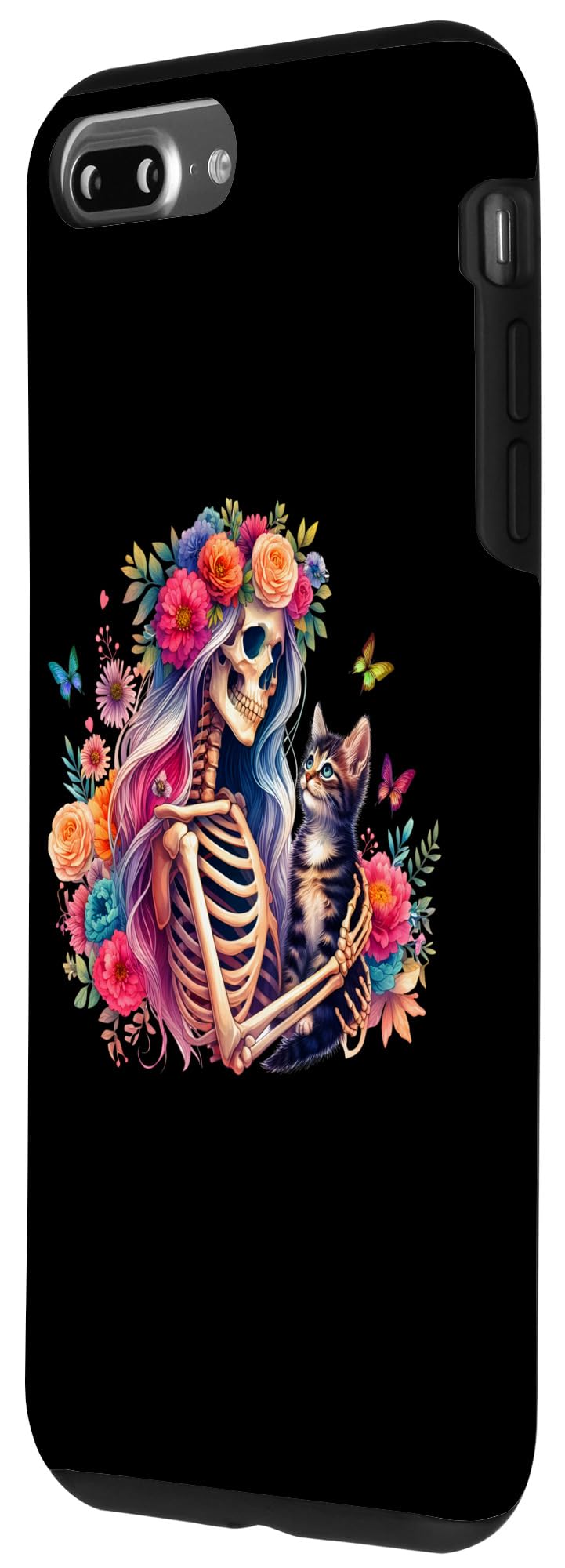 iPhone 7 Plus/8 Plus Female Skeleton And Cute Kitten Cat Lovers Halloween Vintage Case - Image 2