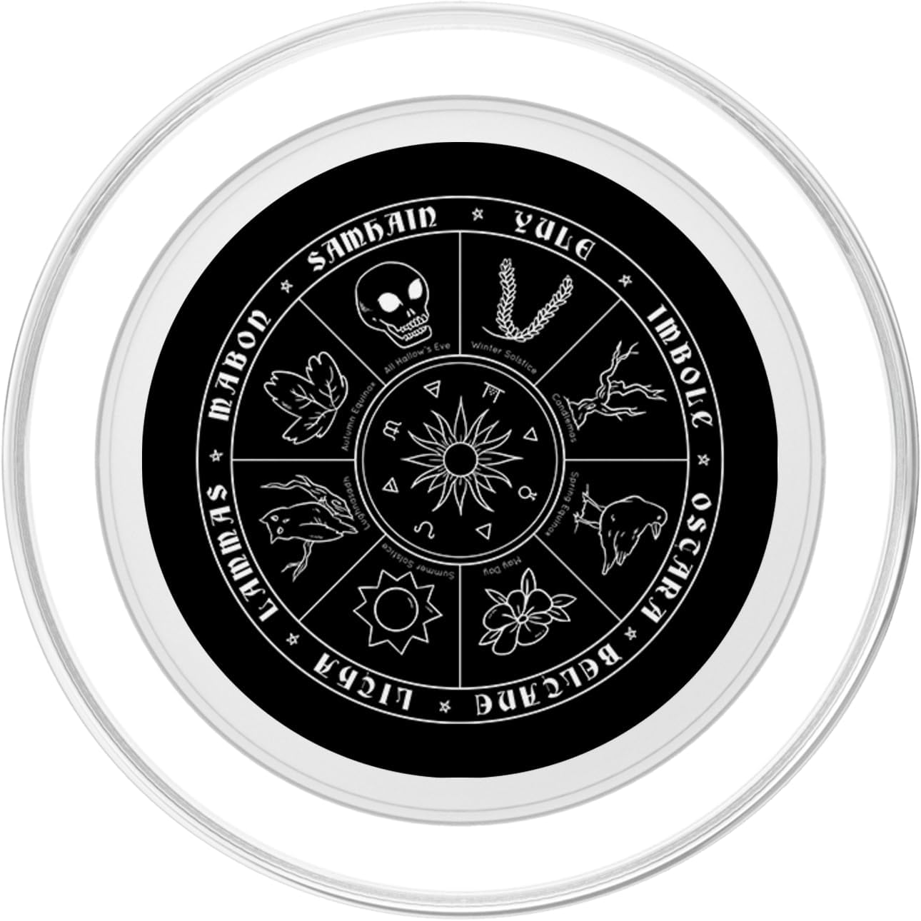 Wicca wheel of the year I Witch Pentagram Pagan calendar PopSockets MagSafe PopGrip for iPhone