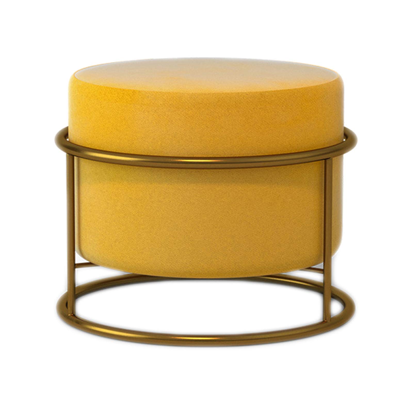 LMMIAOZ Modern Yellow Flannel Round Foot Stool for Home Office Bedroom Soft Tufted Upholstered Leg Rest Pouffe Chair with Change Shoes Stool Feature
