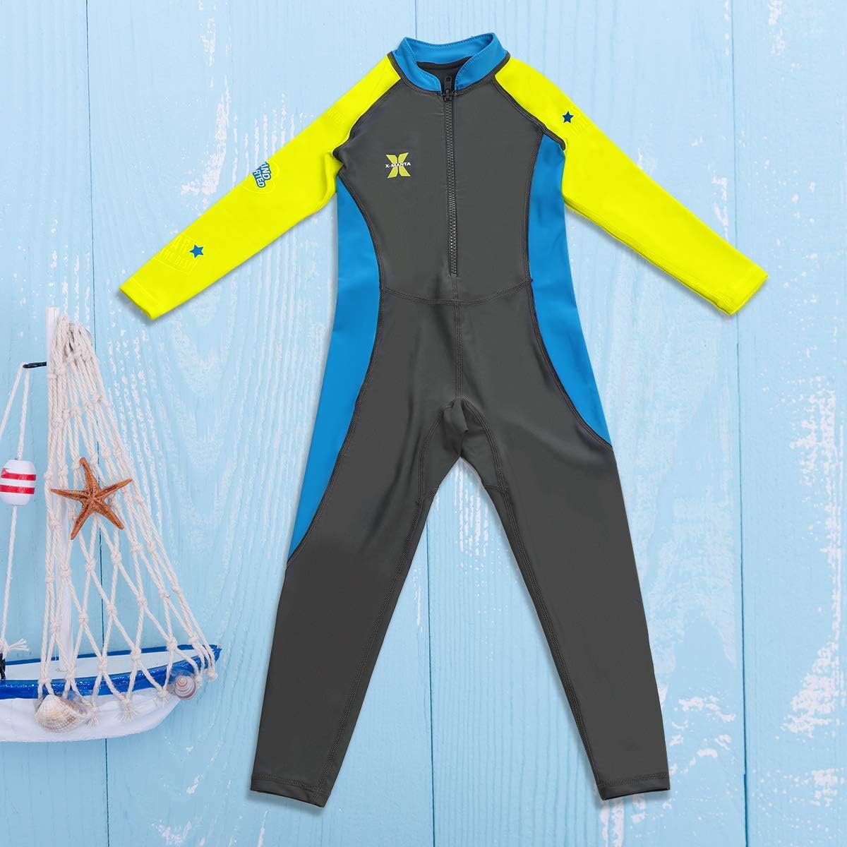 Boys One Piece Long Sleeve Full Wetsuit 2mm Neoprene Thermal Swimsuit 50 UV Protection Rash Guard for Surfing Diving
