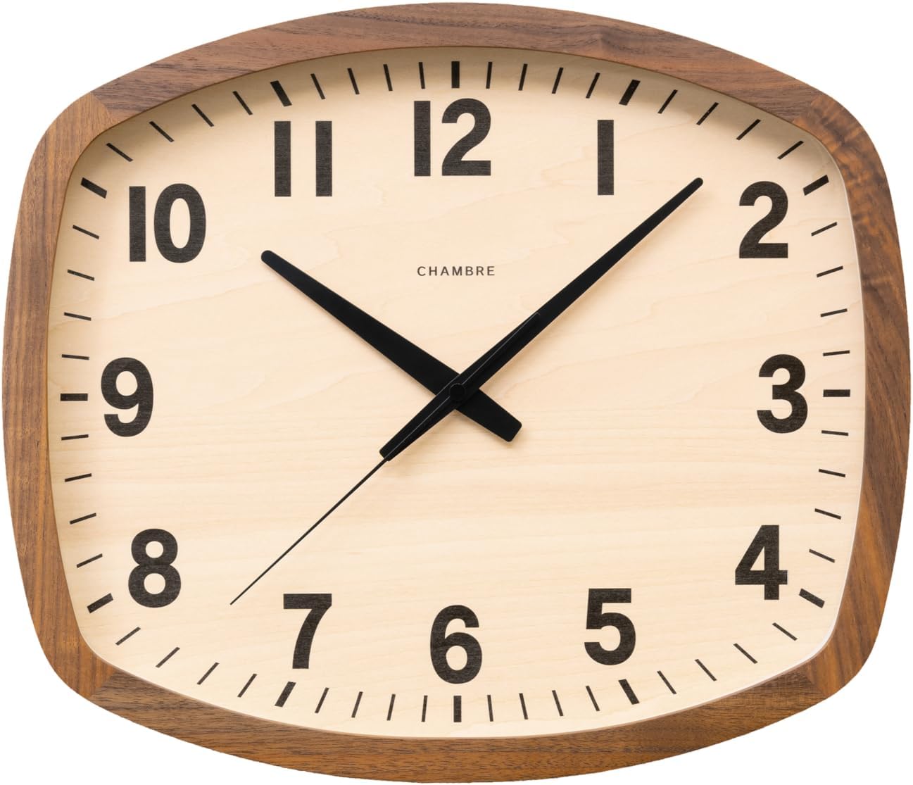 Japanese Wall Clocks-Handcrafted Solid North American Walnut Wood,Battery Operated,Square Rustic Decorative for Living Room, Bedroom, Office, Made in Japan CH-028 (Walnut)