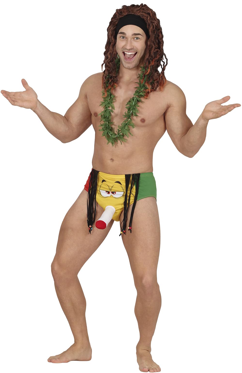 FIESTAS GUIRCA | Rasta Underpants (One Size) - Fun Pants for Stag Do and Rastafarian Themed Parties - Accessory for Adult Men - Yellow