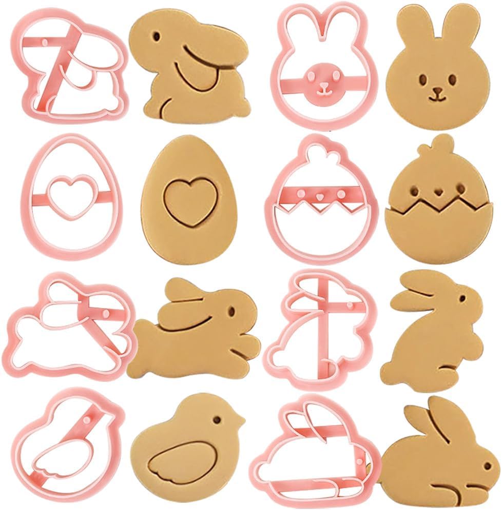 Oster-Ausstechformen-Set, 3D-Kunststoff-Ostereier-Set, 3d Dreidimensionale Keksform Ostern, DIY-Backen Kunststoff Ausstechformen (E)