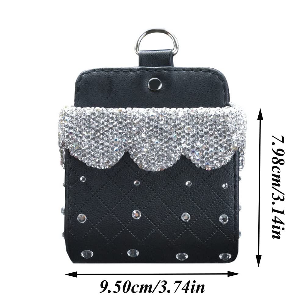 Car Air Vent Storage Bag Organizer Pocket, Bing Crystal Car Mount Phone Holder Bag for Phone, Pens, Key, Car, Sunglass, Bling Car Accessories for Women