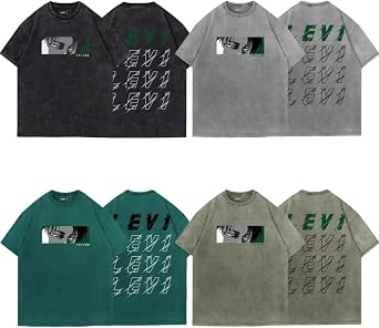 Attack on Titan T-shirt, Short Sleeve, Levi Ackerman, Cosplay Costume, Retro Old, Loose Fit, Summer Clothing, Sports, Inner Shirt, Everyday Clothes, Athletic Clothes, Large Size, Tee, Casual,