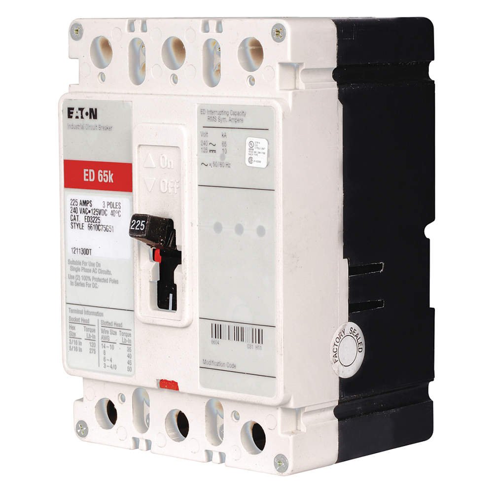 Eaton Electrical - ED3200 - Cutler Hammer ED3200 Thermal Magnetic Molded Case Circuit Breaker, 240 VAC, 125 VDC, 200 A, 3-Pole, 65 kA: Tools & Home Improvement