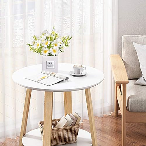 Miniatura 3 de AIFUSI Flores artificiales, flores sintéticas en jarrón, decoración de margaritas blancas pequeñas, margaritas artificiales sedosas, decoración de