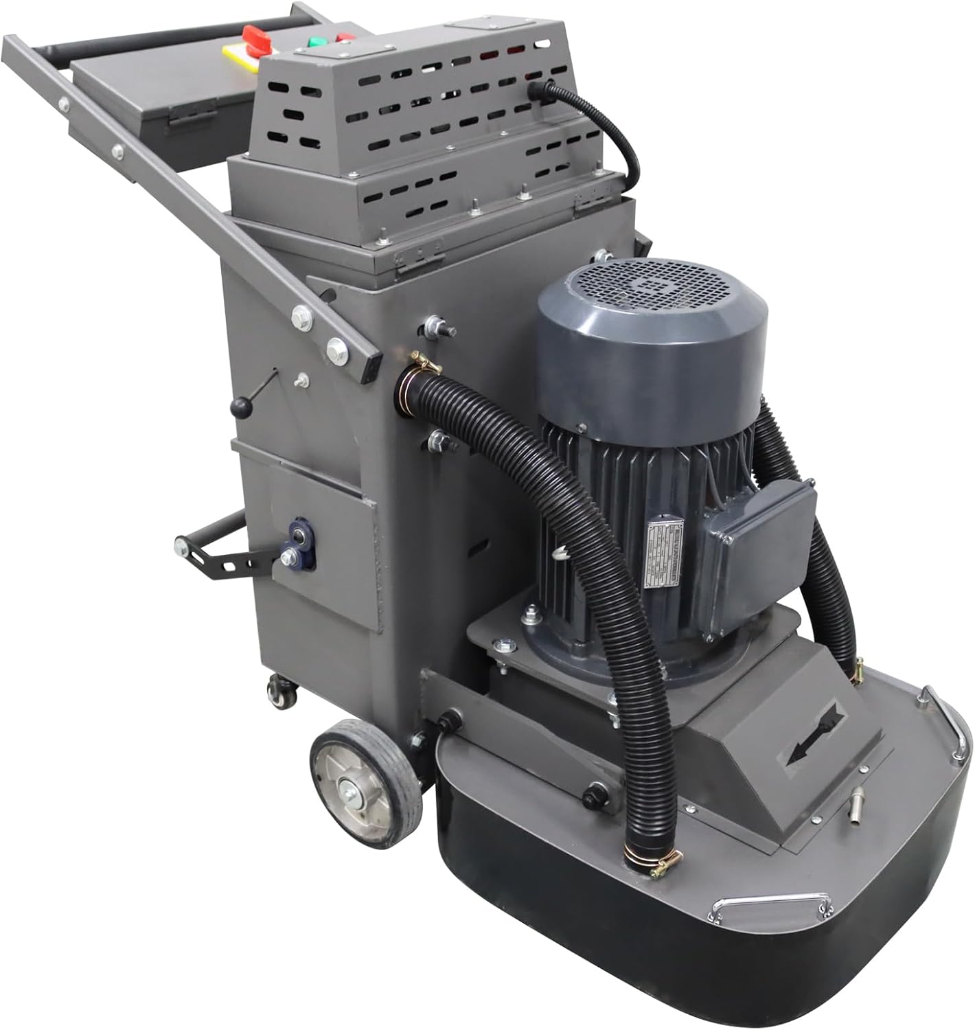 Concrete Floor Grinder Hand-Push Cement Ground Grinder Floor Polishing Machine 40L Dust-free Grinding Machine with 9-head Grinding Chassis, 220V 7.5KW