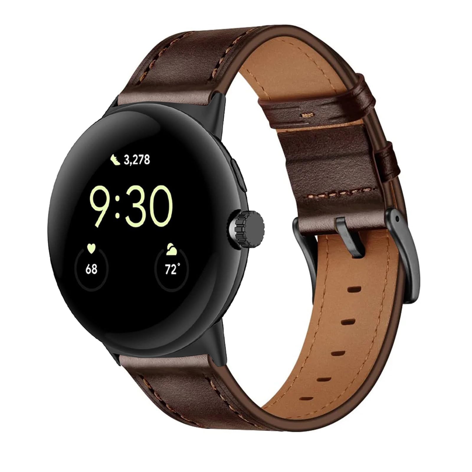 Leather Bands Compatible for Google Pixel 4/3 Watch Band 41mm Leather for Men, Wristband Adjustable Clasp Strap for Google Pixel 2/1 Watch
